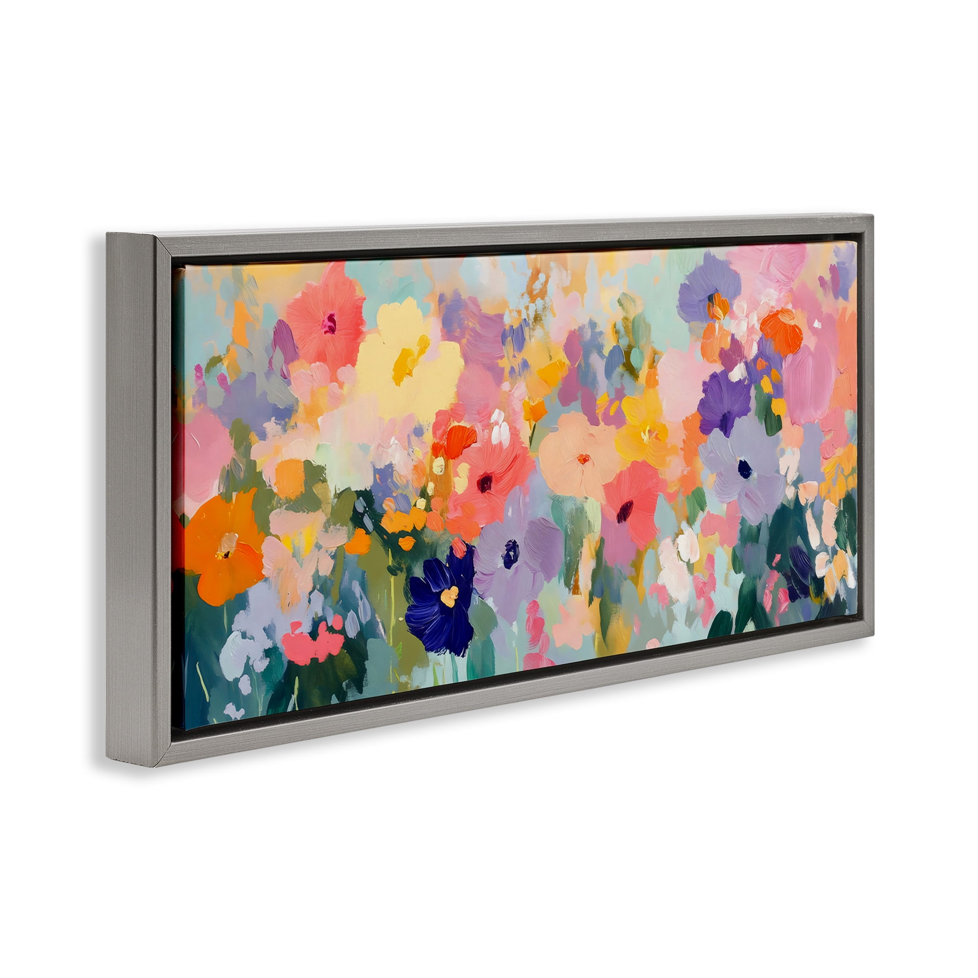 Stupell Industries Colorful Garden Variations Gray Framed Floater Canvas Wall Art, design by Creative Studio
