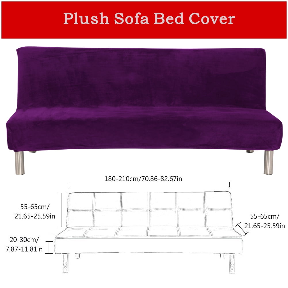 TOPCHANCES Plush Sofa Cover,Sofa Bed Cover Futon Slipcover Solid Color Full Folding Elastic Armless 80 x 50 in