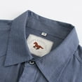 thumbnail image 4 of Coevals Club Mens Denim Pearl Snap Western Cowboy Work Cotton Button up Two Pockets Short Sleeve Shirts 04 White Blue 3X-Large, 4 of 7