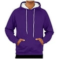 thumbnail image 2 of Men's Hoodies Sherpa Fleece Lined Sweatshirt Winter Casual Warm Drawstring Plain Hooded Pullover Sweater (S, Purple #A), 2 of 7