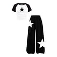thumbnail image 6 of NEBWOAK Girls 2 Piece Outfit, Star Graphic Crop Top Baggy Wide Leg Pants Set,Black,Size 11-12Y, 6 of 6