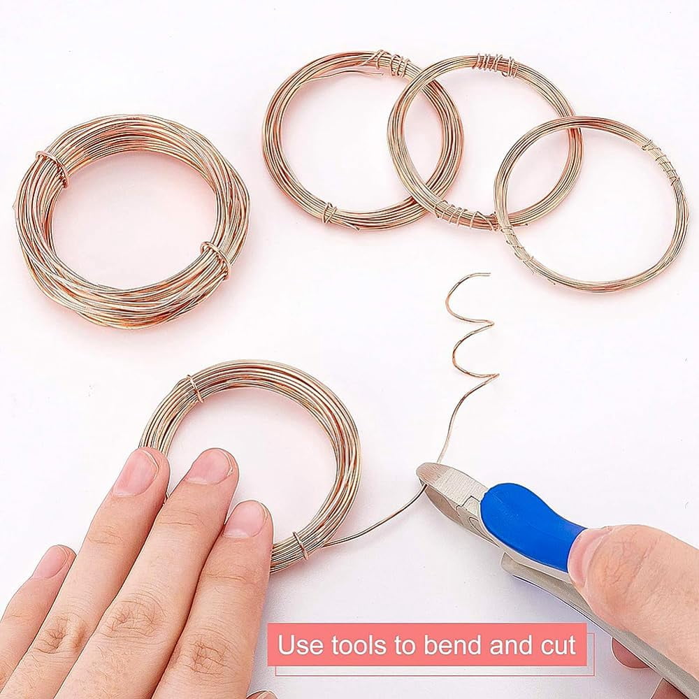 Round Copper Wire for Jewelry Making Red Copper about 16.4 Feet(5m)/roll 12 rolls/set
