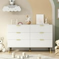 thumbnail image 3 of ​​White Dresser for Bedroom, Fluted 6 Drawer Dresser with Gold Metal Handles, Modern Chest of Drawers for Bedroom, Wood Drawer Bedroom Dresser for Living Room, Bedroom, White, 3 of 7