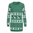 thumbnail image 2 of Christmas Sweater Dress Crew Neck Set Women Long Sleeve Xmas Print Knit Sweater Dresses for Party, 2 of 4