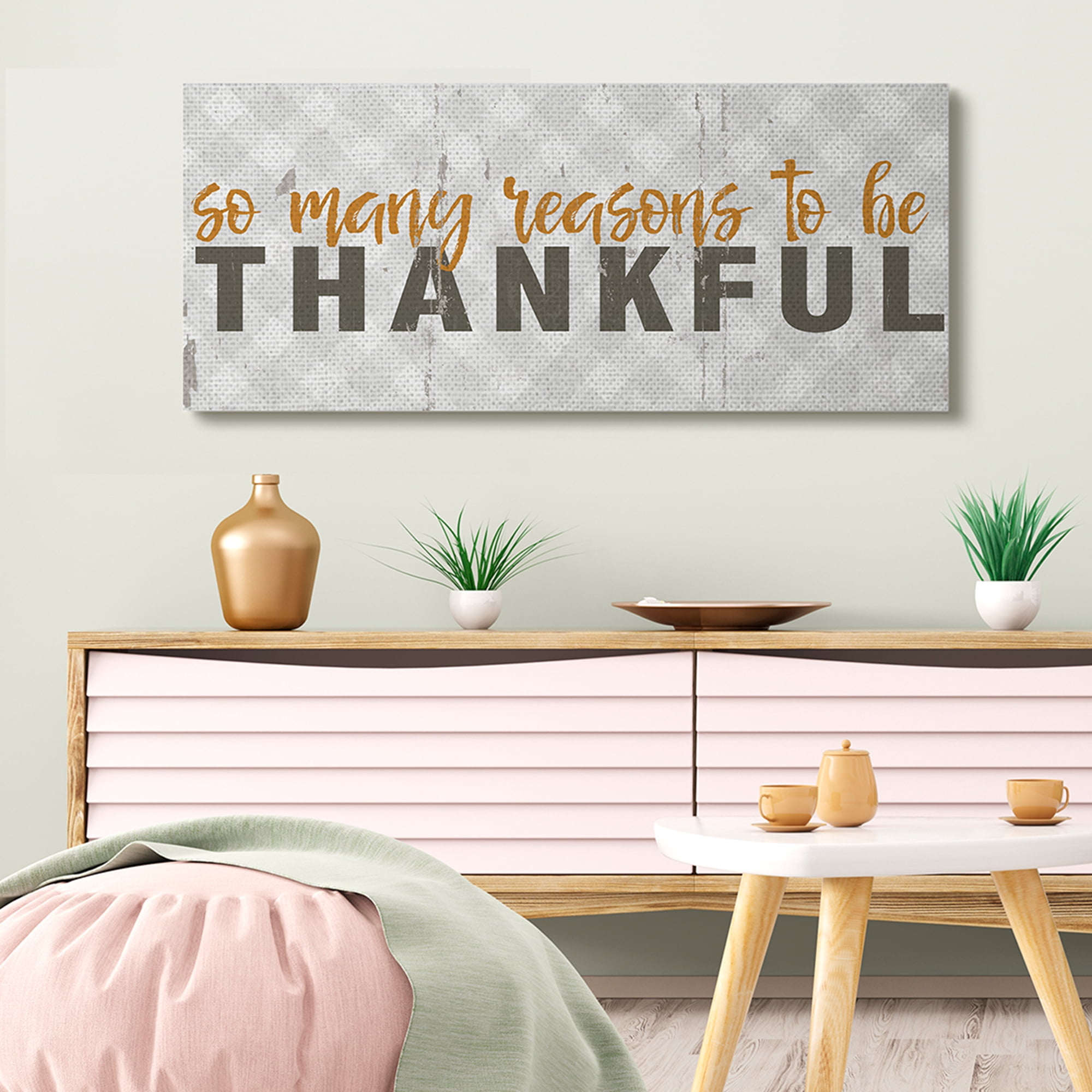 Stupell Industries Reasons to be Thankful Quote Autumn Charm Typography Painting Gallery Wrapped Canvas Art Print Wall Art, 20 x 48