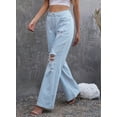 thumbnail image 3 of Chase Secret Women's Ripped Jeans High Waisted Wide Leg Jeans Destroyed Flare Jeans, 3 of 6
