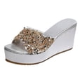 thumbnail image 1 of DAFEI Women's Summer Sparkling Rhinestone Wedge Platform Sandals Stylish and Versatile Open Toe Shoes, 1 of 7