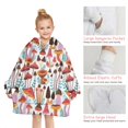 thumbnail image 6 of Colorful Mushroom Plant White Pattern Blanket Hoodies for Kids 6-13YR Oversize Wearable Blanket Hoodies for Boys Girls Teens, 6 of 7