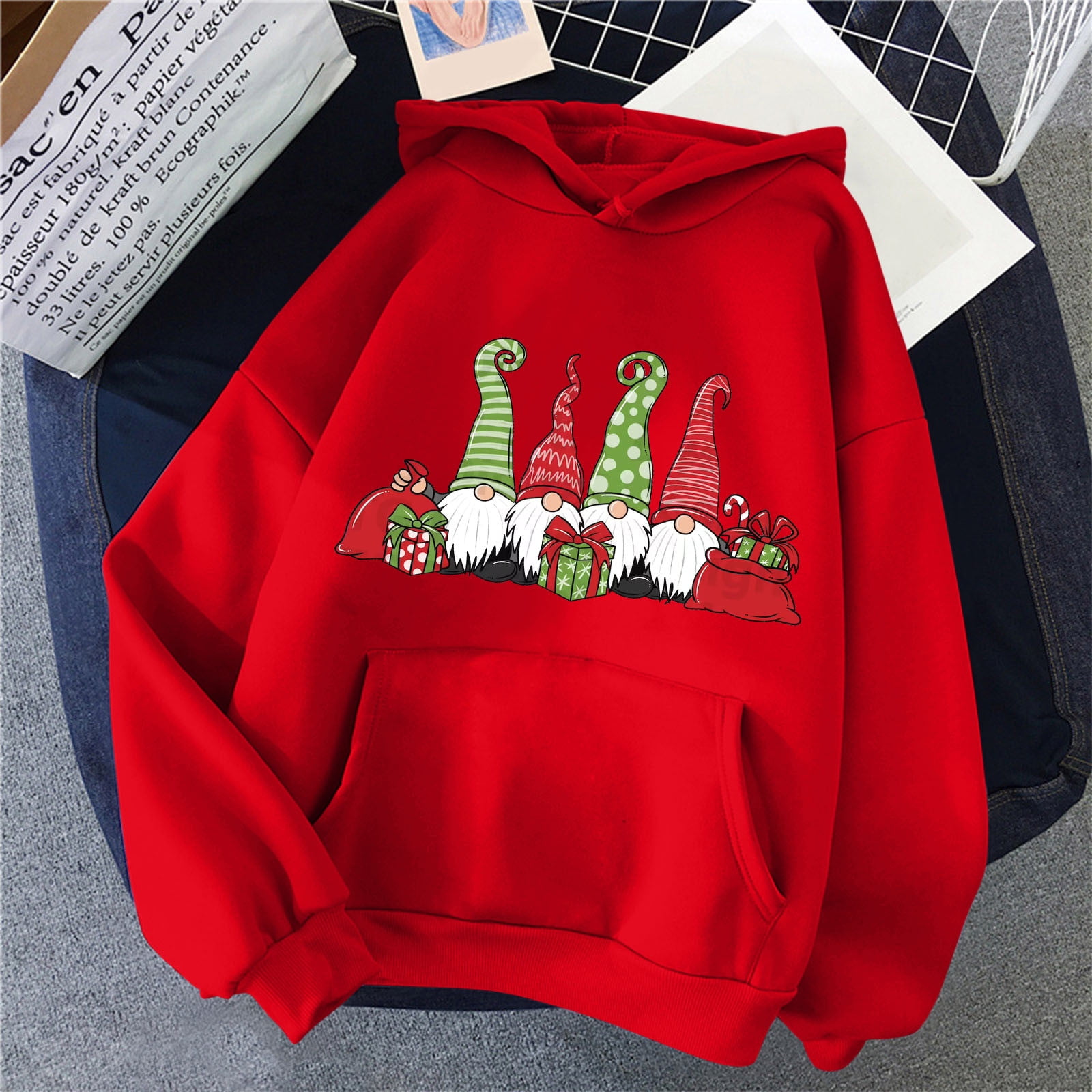 vi Mammoth Skriv en rapport Yilirongyumm〗 Red XL Hoodies For Women Pocket Crewneck Hoodie Christmas  Print Long Sleeve Blouse Sweatshirt Top - Walmart.com