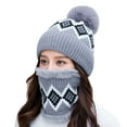 thumbnail image 2 of Dyfzdhu Thermal Womens Knitting Flocking Hat Scarf Winter Warm Hat Earmuffs Cycling Baseball Caps Grey, 2 of 3