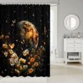 thumbnail image 2 of Manfei Bohemian Cosmic Planet Shower Curtain 72Wx78L,Boho Butterfly Floral Bath Curtain,Black Cream, 2 of 5