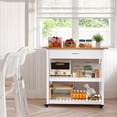 thumbnail image 4 of VECELO Rolling Kitchen Island Cart with Drawer & Power Outlet, Microwave Oven Stand with 3 Shelves and Worktop, White, 4 of 11