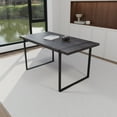 thumbnail image 2 of Dtwnek 59" Rectangular Dining Table with Metal Base, 1.5" Thick wood Tabletop Dining Table for Home, Kitchen, Dining Room, Black, 2 of 11