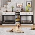 thumbnail image 3 of Shininglove 82" Double Dog Crate Furniture – Heavy Duty Wooden Kennel with 4 Drawers & Storage Shelves, Multi-Functional TV Stand for Large/Medium Dogs, 3 of 7