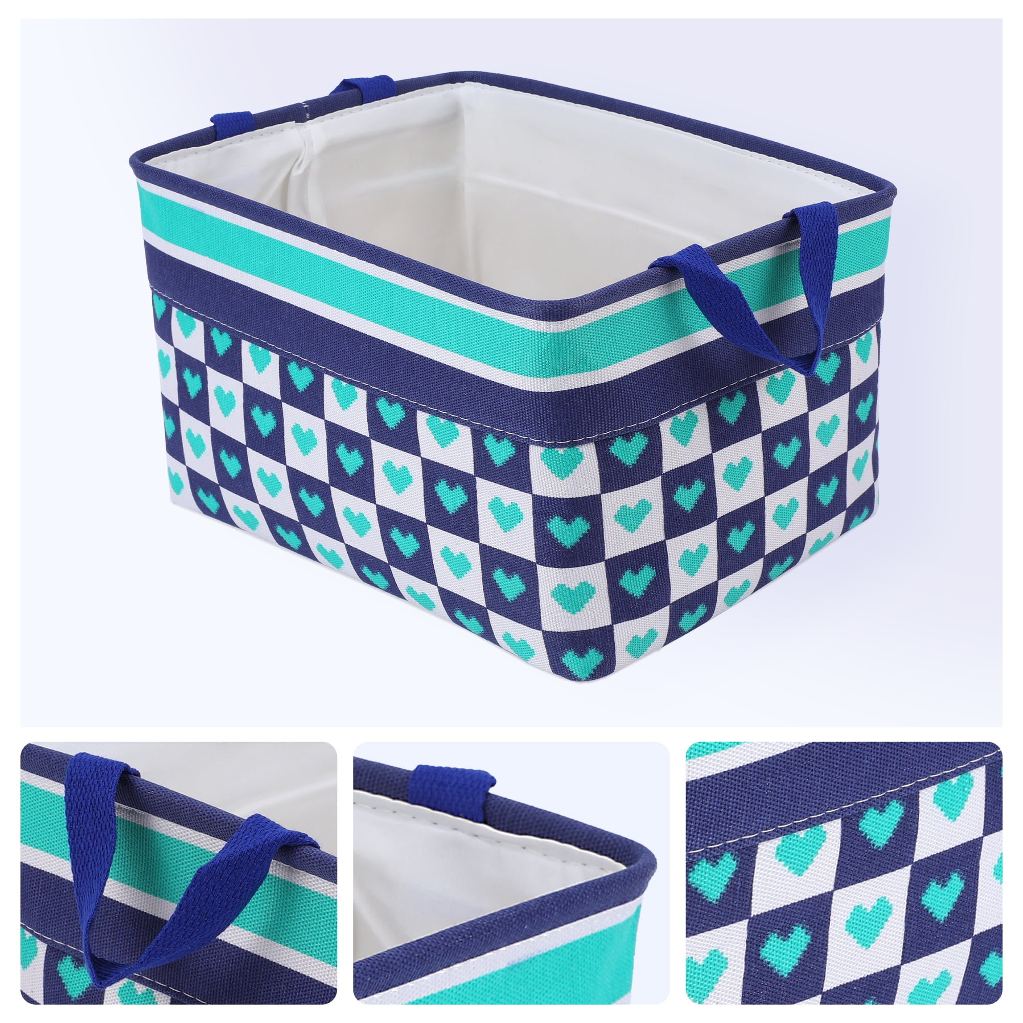 Unique Bargains Fabric Storage Bin with Handles Green 13.8*9.8*7.9in
