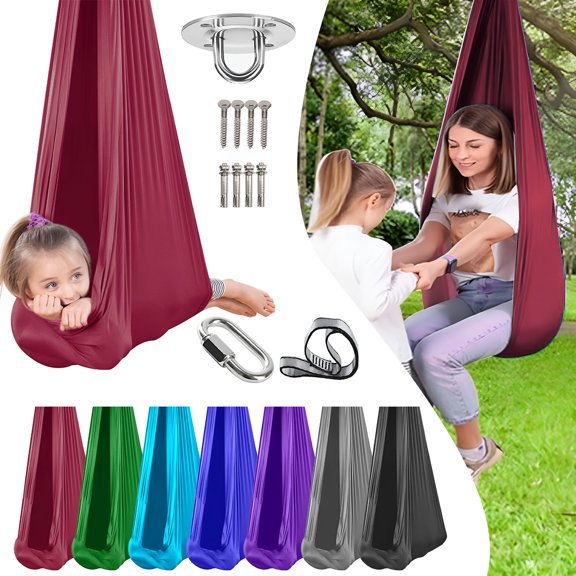 BESTSKY Sensory Swing for Kids & Adults, Indoor Cuddle Hammock for Special Needs, Calming Therapy Pod with Hardware, Max 330 Lbs