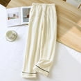 thumbnail image 2 of ZHOUCHANKIDS Fuzzy Plush Pajama Pants, Fluffy Pj Pants for Women, Warm Winter Cozy Lounge Sleepwear Bottoms Beige L, 2 of 3