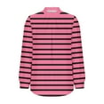 thumbnail image 6 of Ltctricy Tunic Tops for Women Lantern Long Sleeve Mock Neck Pleated Front Curved Hem Striped T Shirts Dressy Casual Blouses(Pink,XX-Large), 6 of 6