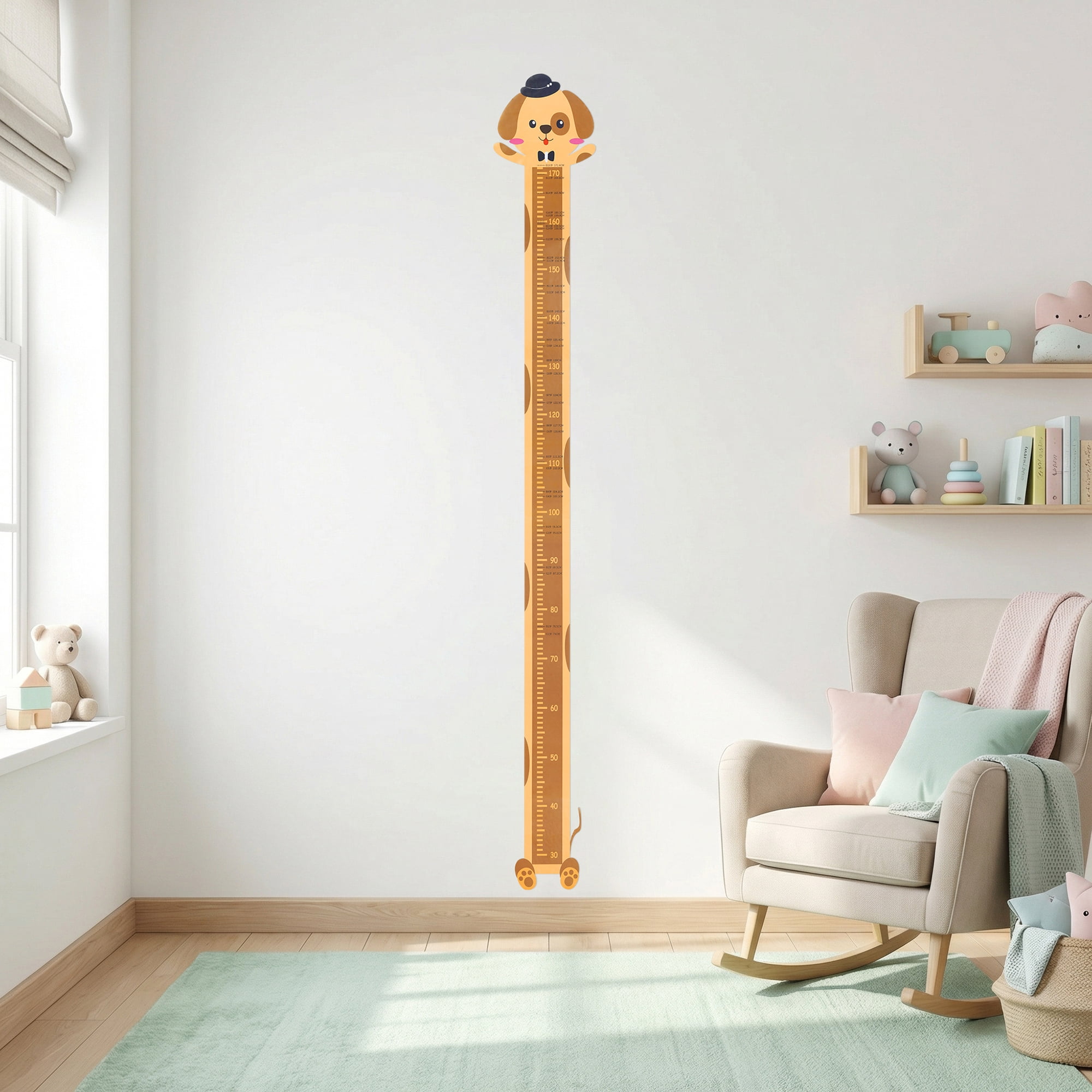 Unique Bargains Cartoon Animals Height Chart Sticker Tan 66.1" x 8.3"