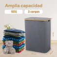 thumbnail image 4 of Cesto para Ropa Sucia, 165L Cesta de Lavander&iacute;a Plegable de Gran Capacidad con 3 Compartimentos para Lavar y Guardar Ropa, Perfectos para Ba&ntilde;os Sala de Estar, Dormitorio y Lavand, 4 of 7