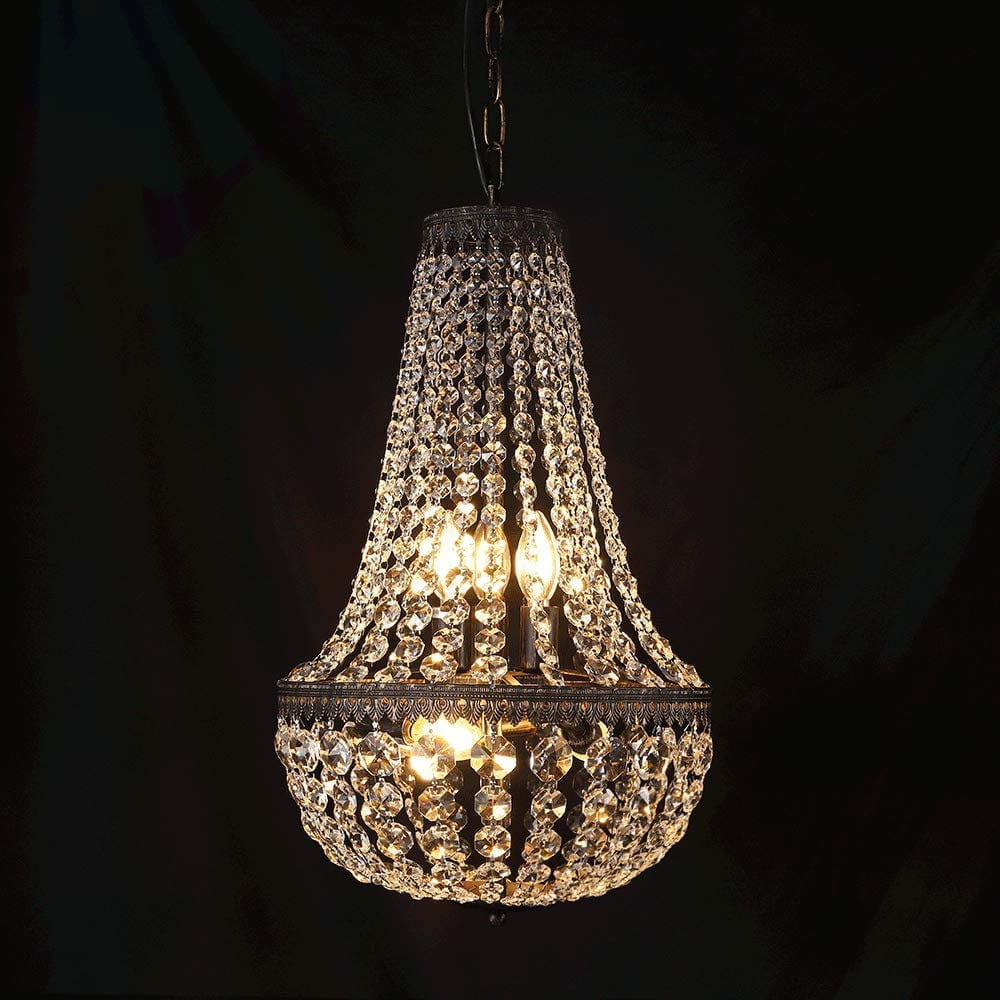 Wellmet 6 Lights French Empire Crystal Chandelier, 13 Inch Farmhouse