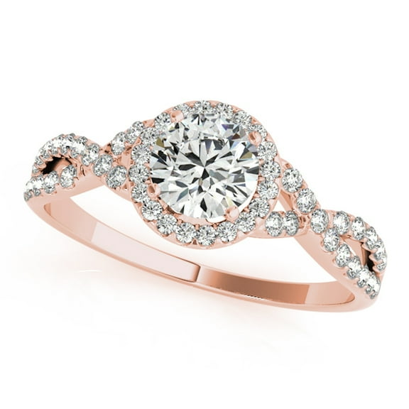 Aonejewelry 0.50 Carat Halo Diamond Engagement Ring 14K Solid Rose Gold
