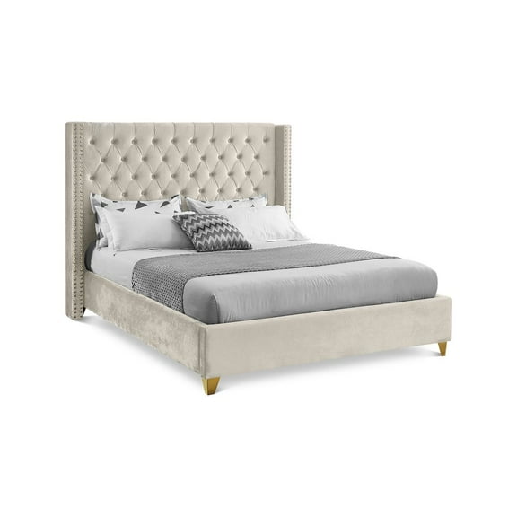Meridian Furniture Barolo Cream Velvet King Bed