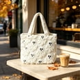 thumbnail image 2 of Fuzzy Pumpkin Tote Bag, Soft Orange Halloween Shoulder Handbag, Reusable Shopping Carryall with Plush Texture for Party Travel Daily Use and Fall Seasonal Decor, White, 2 of 6