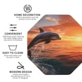 thumbnail image 3 of Rateoe Sunset Dancing Dolphin B Drawing Drink Coasters Set of 4 Leather Coasters Spill Protection for Table Desk,Durable and Non Slip Leather Coaster ,4 Inches Drink Mats-Octagon, 3 of 6