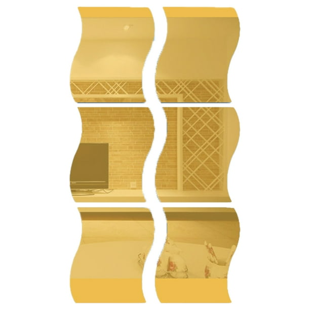 Bienvenido Adhesivo de pared estéreo con espejo de combinación de ondas de acrílico de 6 piezas