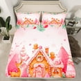thumbnail image 2 of Castle Fairy 4-Piece Queen Sheet Set - Gingerbread Man Deer Snowflakes, 2 of 7