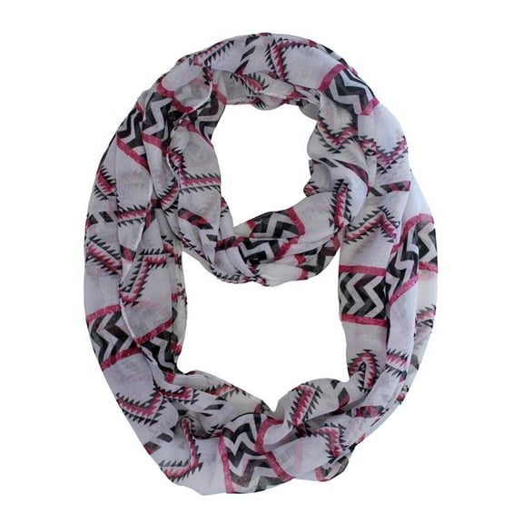 Pink Black White Chevron Aztec Infinity Scarf