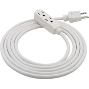 Clear Power 9 ft 3 Outlet Indoor Heavy Duty Extension Cord 16/3 SJT for Small Tools, Appliances and Office Equipment, White, 3 Prong Grounded Plug