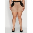 thumbnail image 3 of Womens Plus Size Faux Suede High Waisted Fringe Hem Shorts, 3 of 4