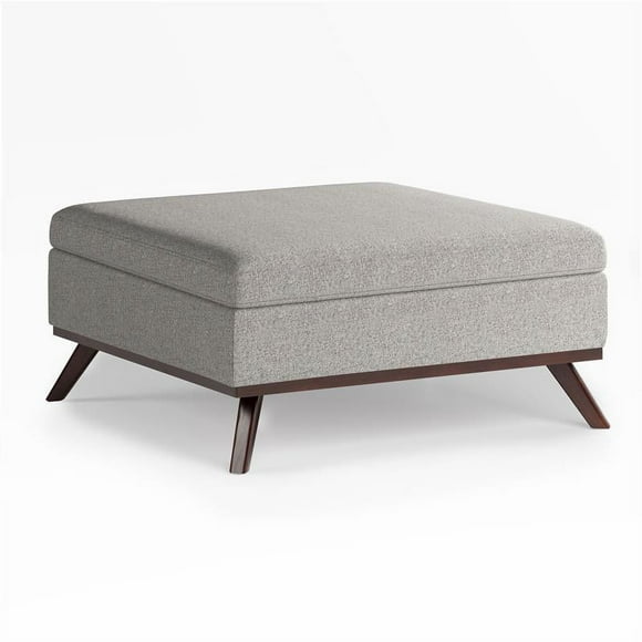 Owen 36 in. W Square Coffee Table Storage Ottoman in Cloud Gray Polyester Fabric