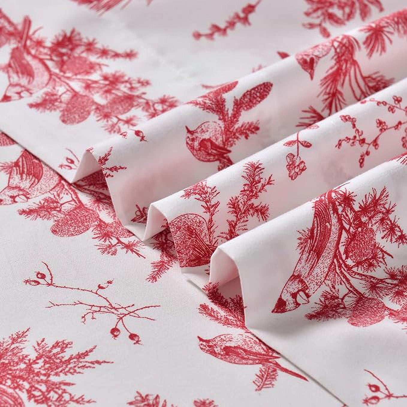 Holiday Pattern 4-Piece Luxury Soft Bed Sheets, 1500 Premium Hotel Quality Microfiber, Wrinkle & Fade Resistant Bedding Set, Twin XL, Cardinal