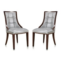 Manhattan Comfort Fifth 18.5" Faux Leather Dining Chair in Silver (Set of 2)