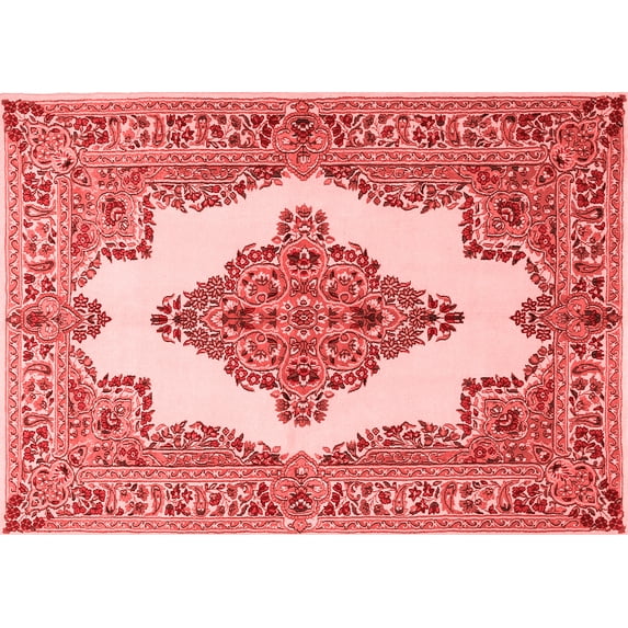 Ahgly Company Indoor Rectangle Medallion Red Traditional Area Rugs, 6' x 9'