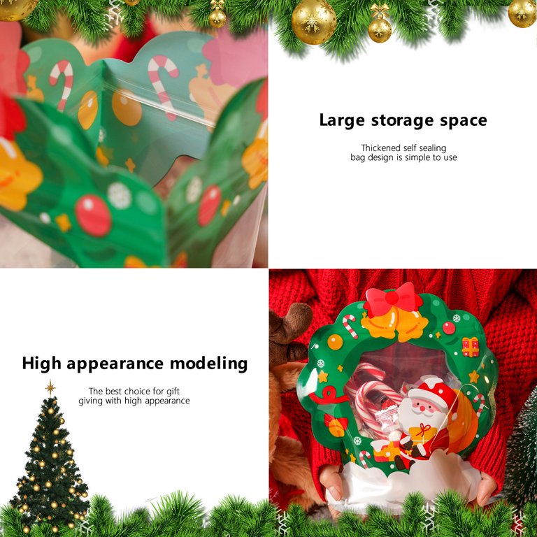 New Style Christmas Cartoon Self-sealing Food Bags, Candy Wrapping Zip Lock  Pouch For Snacks, 10pcs/pack