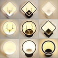 thumbnail image 2 of Indoor small simple wall lamp round bedside lamp bedroom bedside creative aisle corridor decorative lamps (round white), 2 of 4