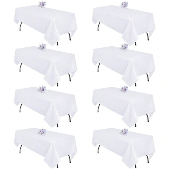 8 Pack White Table Cloth 60x102 Inch Rec Tablecloths for 6 Foot Rec Tables Wrinkle Resistant Washable Polyester Fabric Rectangular Table Cover for Dining Banquet Wedding Party