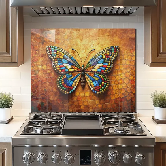 Tempered Glass Backsplash For Kitchen Behind Stove,Stove Back Top Cover,Easy to Clean Glass Splashback, Sink Cover Splash Guard,Home Kitchen Wall Decor