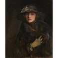 thumbnail image 2 of Sir John Lavery 12x14 Black Ornate Wood Framed Double Matted Museum Art Print Titled: A Lady in Brown (1920), 2 of 5