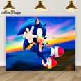 thumbnail image 3 of Banner de cumpleaños de Sonic, fondo fotográfico para niños, decoración para la primera fiesta de niños, fondo de tela de poliéster y vinilo con dibujos animados, 3 of 5