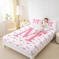 thumbnail image 4 of Homewish Personalized Initial Letter M 4-Piece Full Size Sheets for Kids Children Girls,Love Heart Print Bed Sheets,Dreamy Princess Bow Lightweight Sheet Sets,Luxury Bedroom Decor, 4 of 7