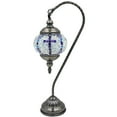 thumbnail image 2 of SILVERFEVER Mosaic Turkish Lamp Moroccan Glass Swan Neck Lantern for Table Desk Bedside Bronze Base Bundle with E12 Light Bulb Blue Cross, 2 of 8
