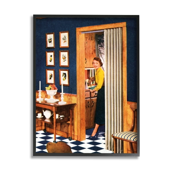 Stupell Industries Vintage Woman Scenery Beauty & Fashion Painting Black Framed Art Print Wall Art, 11 x 14