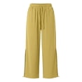 thumbnail image 6 of Levmjia Women's High Waisted Wide Leg Pants with Drawstring Side Pockets Front Slit Flowy Pants Casual Yoga Lounge Trousers for Summer, 6 of 6