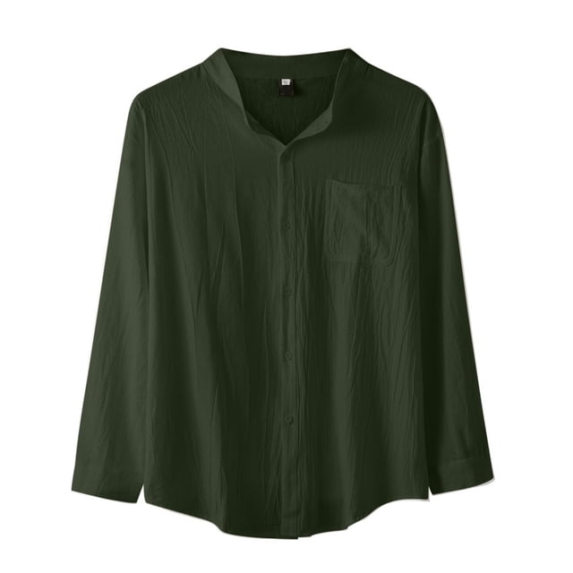 Chemise à Manches Longues à Col Montant pour Homme Chemise à Col Montant à Simple Poitrine