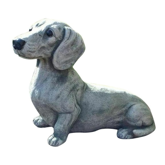 Home Decor Charming Dachshund Garden Statue Weather-Resistant Concrete Dog Figurine for Outdoor Decor, 12-Inch
